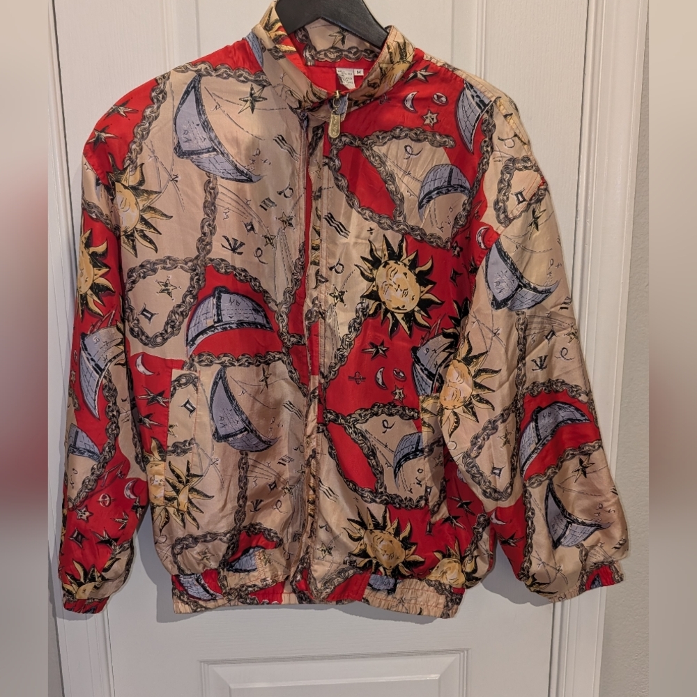 FUDA International Silk Jacket - Sun and Moon Pattern - Bomber Style Size Medium